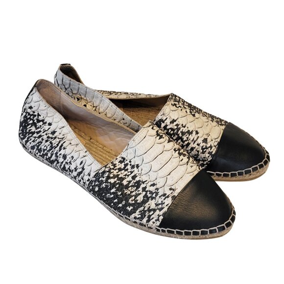 Loeffler Randall Mara Snake Embossed Toe Cap Espadrille Flat - Picture 1 of 10